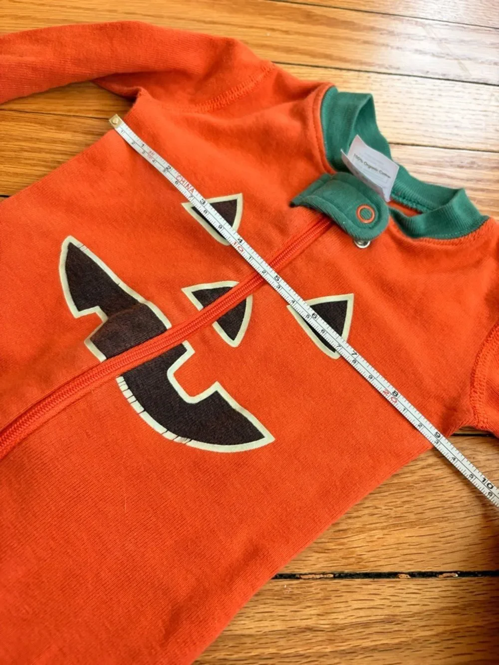Hanna Andersson Baby Orange Pumpkin Face Footie Size 6-12 Months